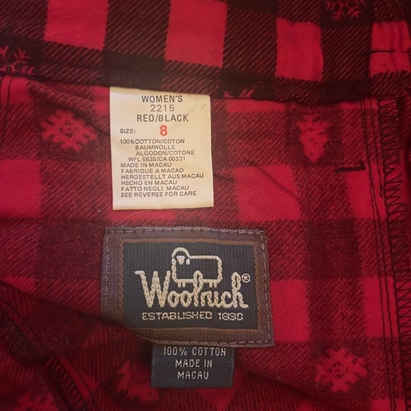 Woolrich red/black flannel turtleneck/button skirt set Med/8 - Picture 11 of 11